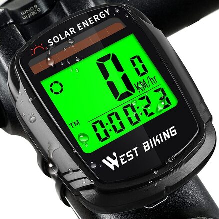 Solar powered bicycling speedometer